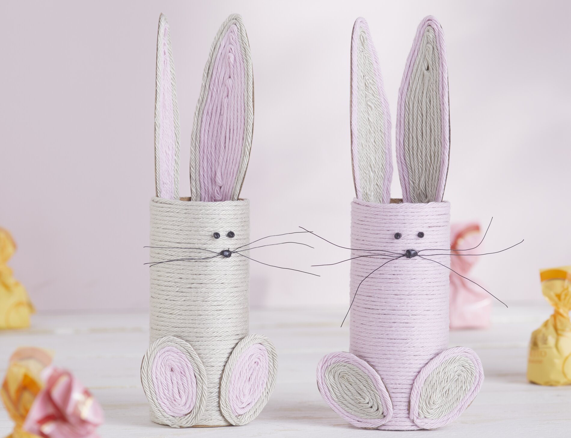 Hasen aus Papprollen