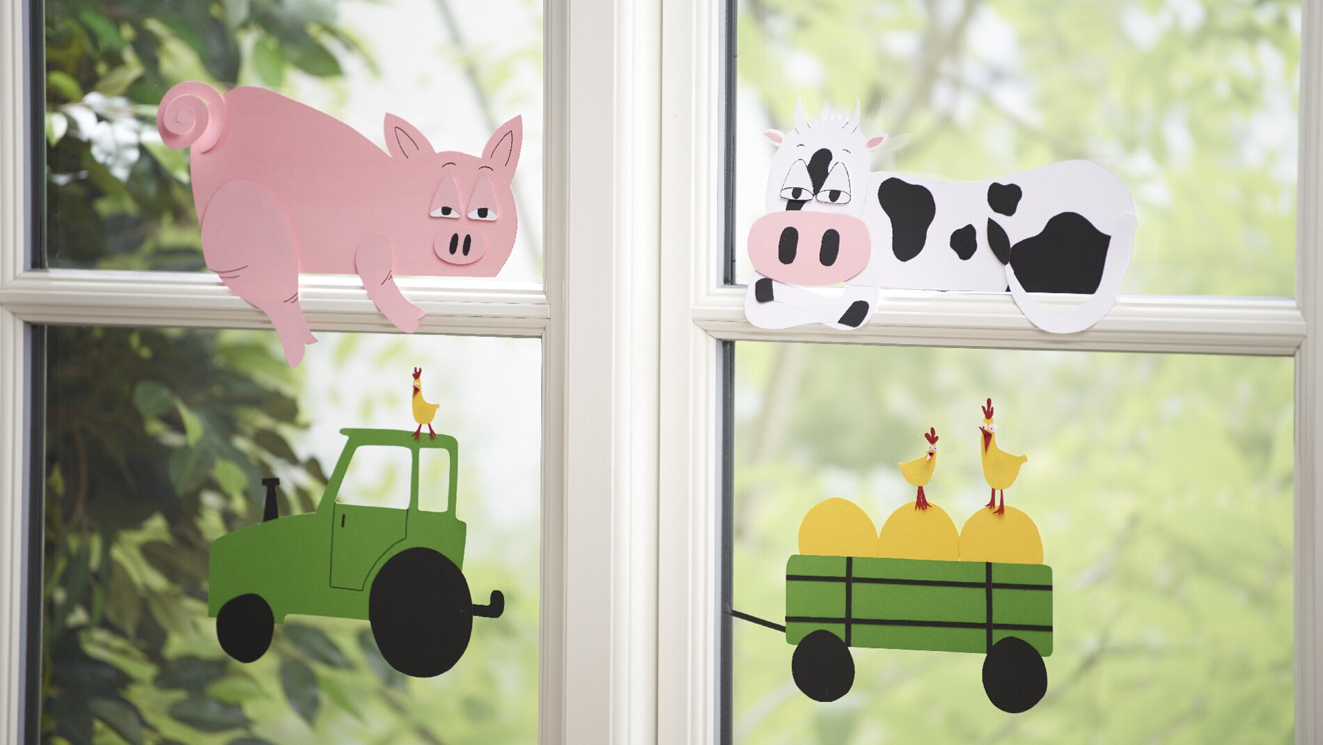 Fensterbilder Bauernhoftiere