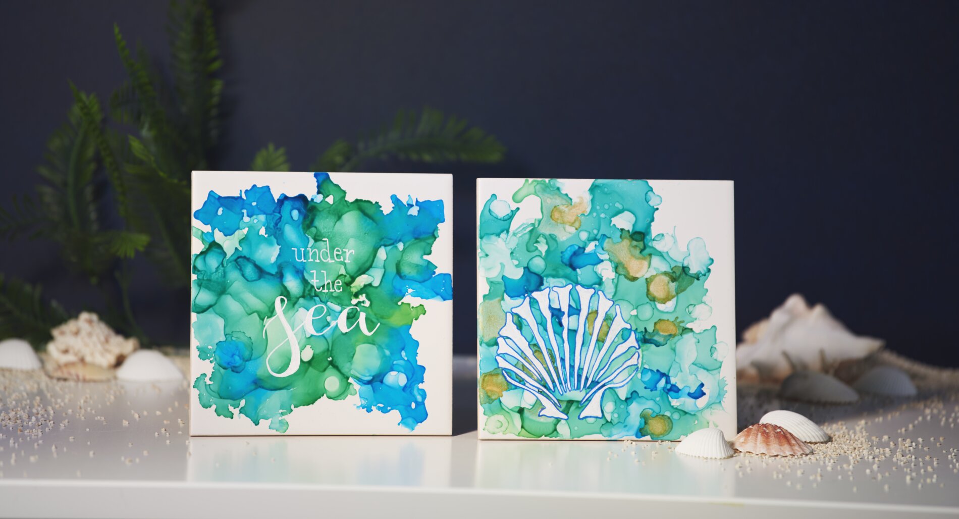 Fliese mit Alcohol Ink