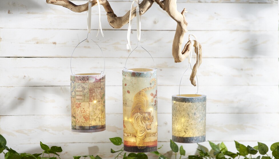 Laterne mit Motiv-Strohseide gestalten