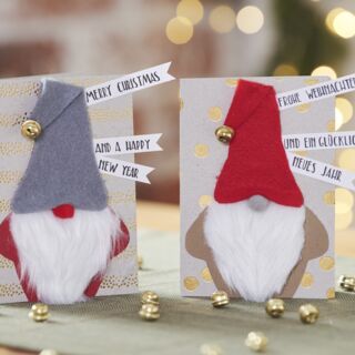 Weihnachtliche Karten mit Wichteln basteln
