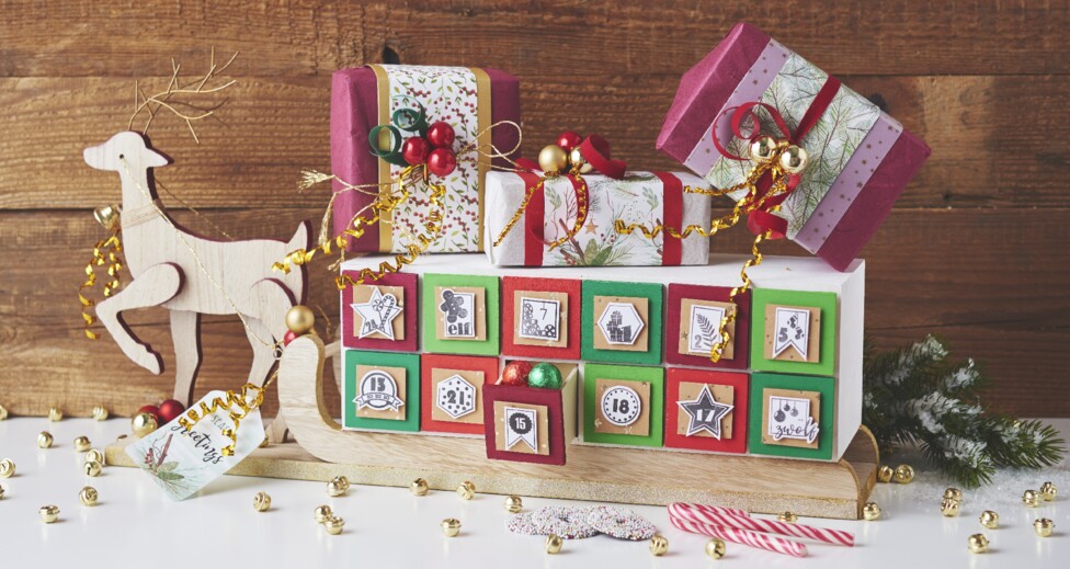 Adventskalender Schlitten mit Rentier