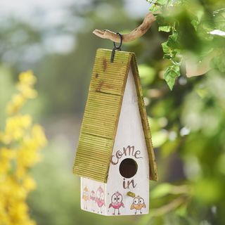 Casetta per uccelli con pittura a fuoco