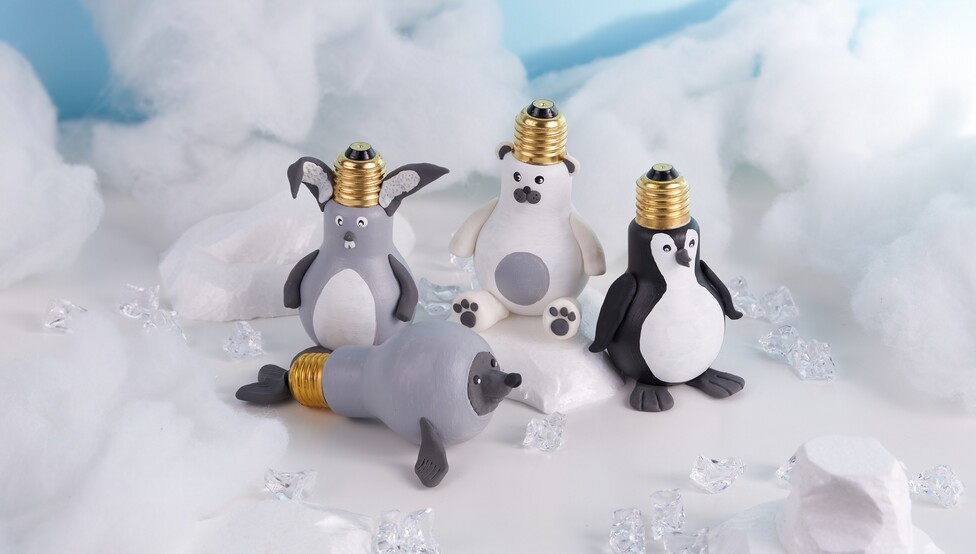 Polartiere aus Glühbirnen