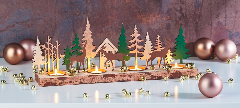 Teelichthalter Rehe im Wald