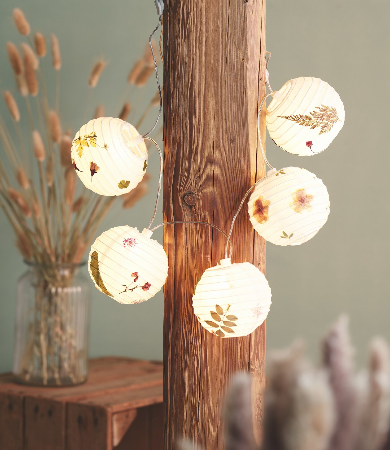 Lampions mit Trockenblumen gestalten