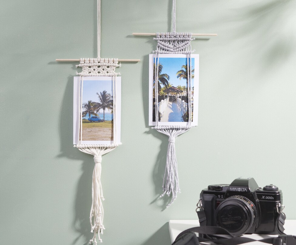 Bilderrahmen mit der Makramee Technik knüpfen