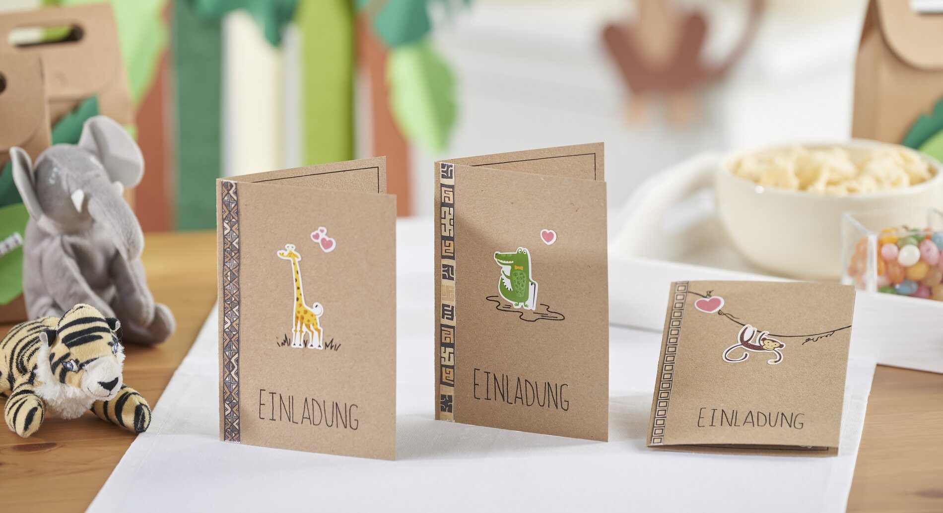 Einladungskarte für die Dschungelparty