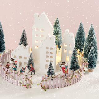 Winter house scene on plate