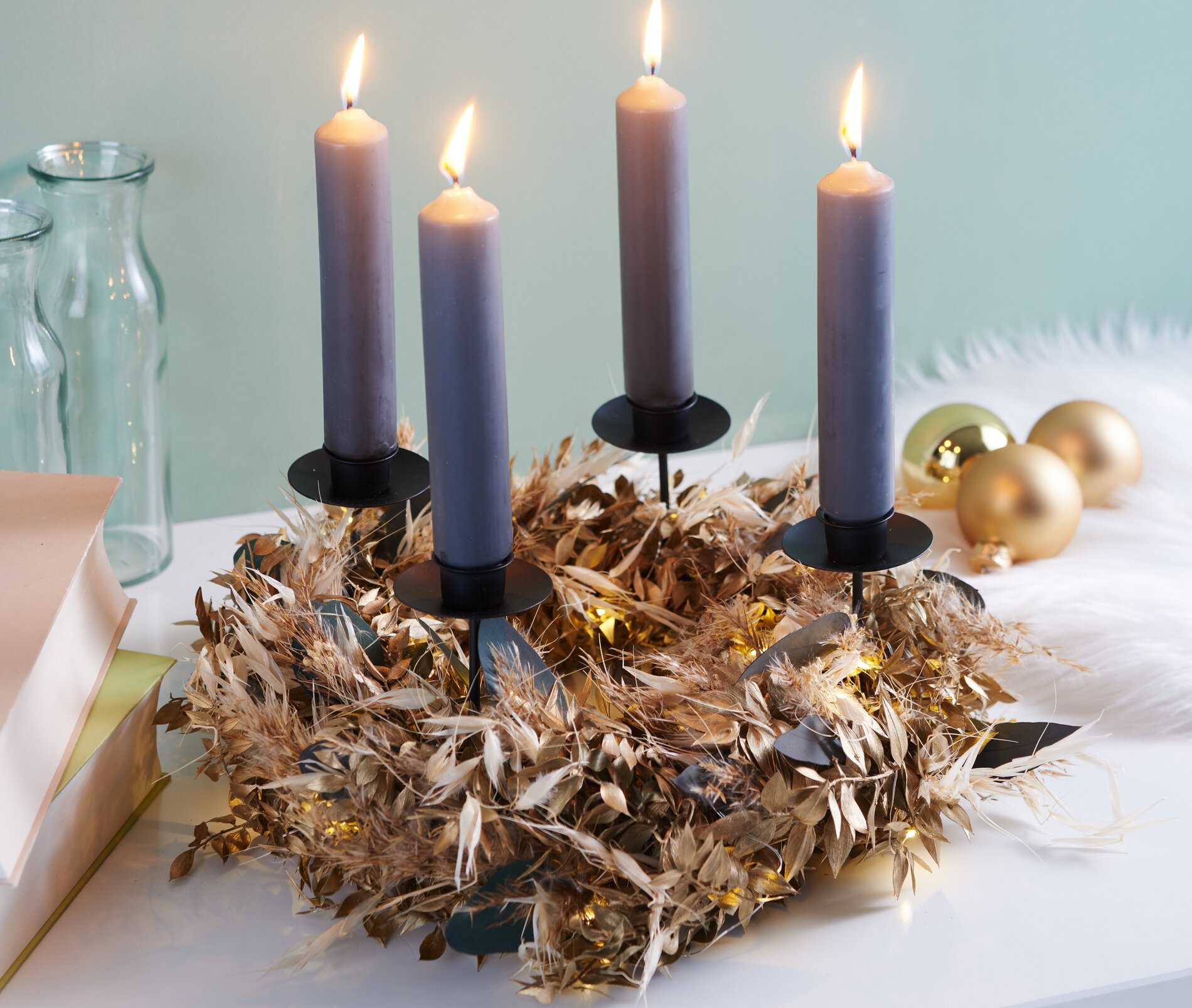 Trockenblumen Adventskranz