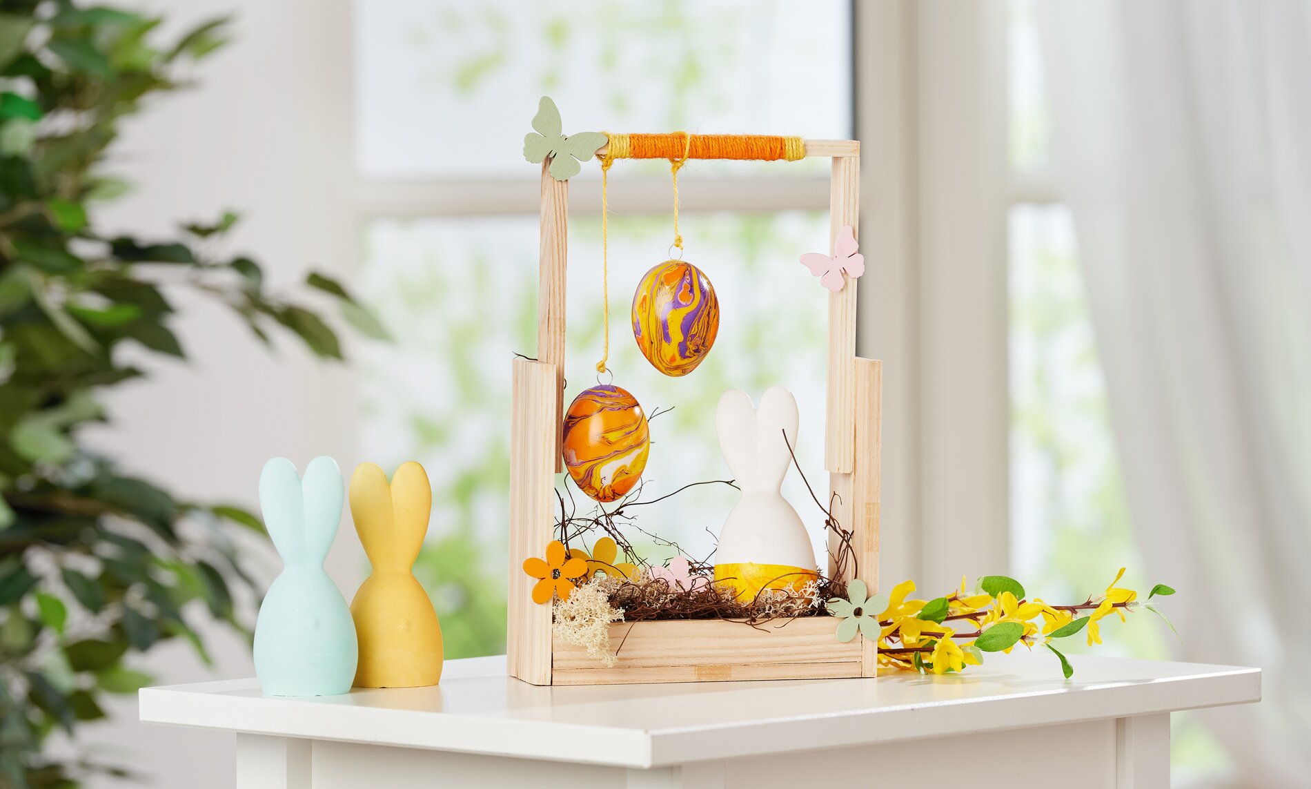 osterkörbchen holzstäbchen