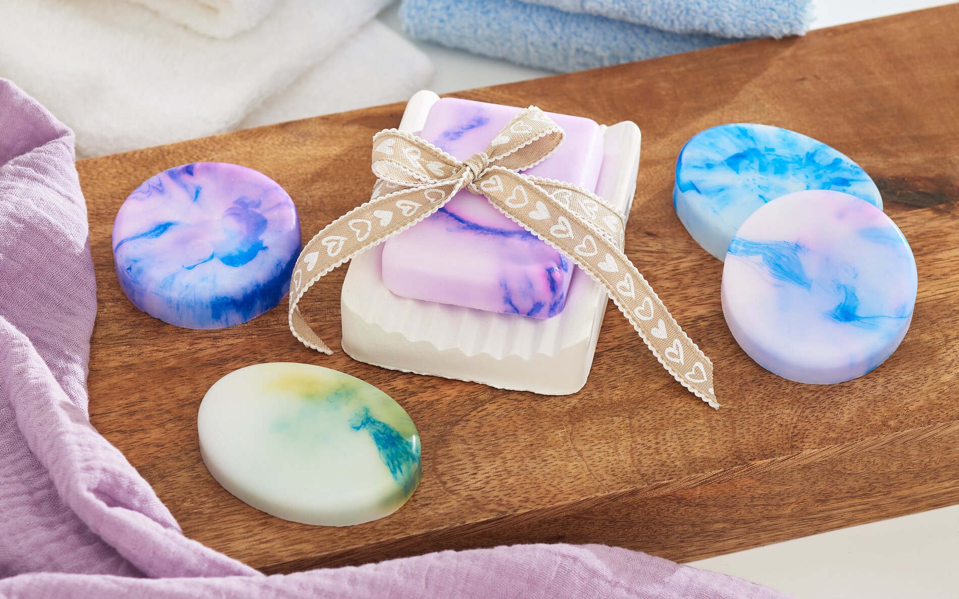 marmorierte seife
