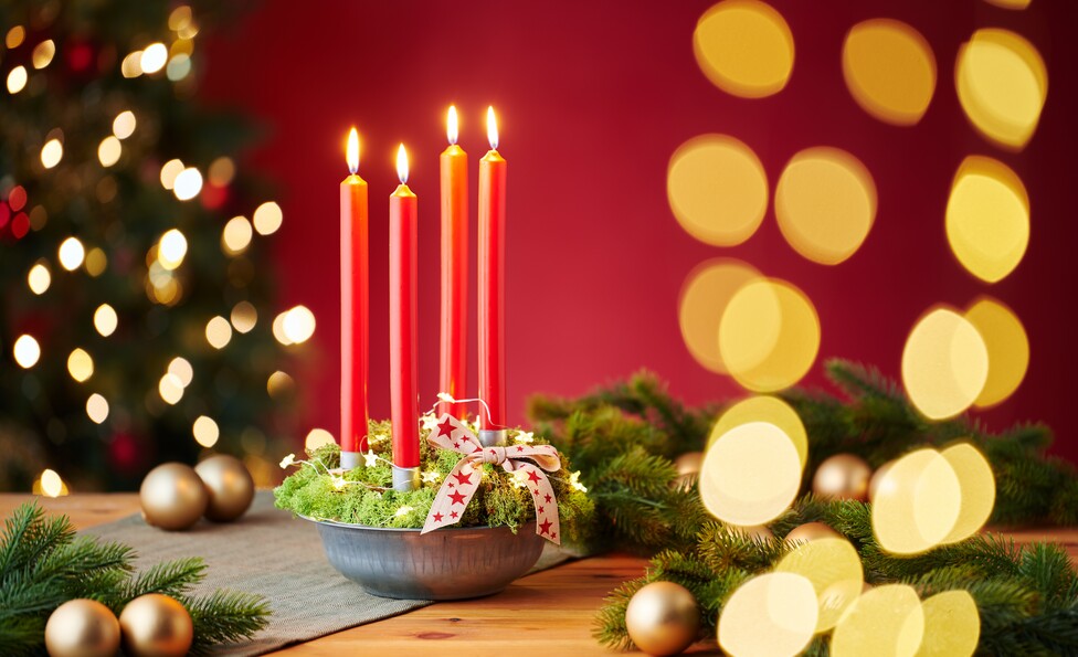adventskranz in zinkschale