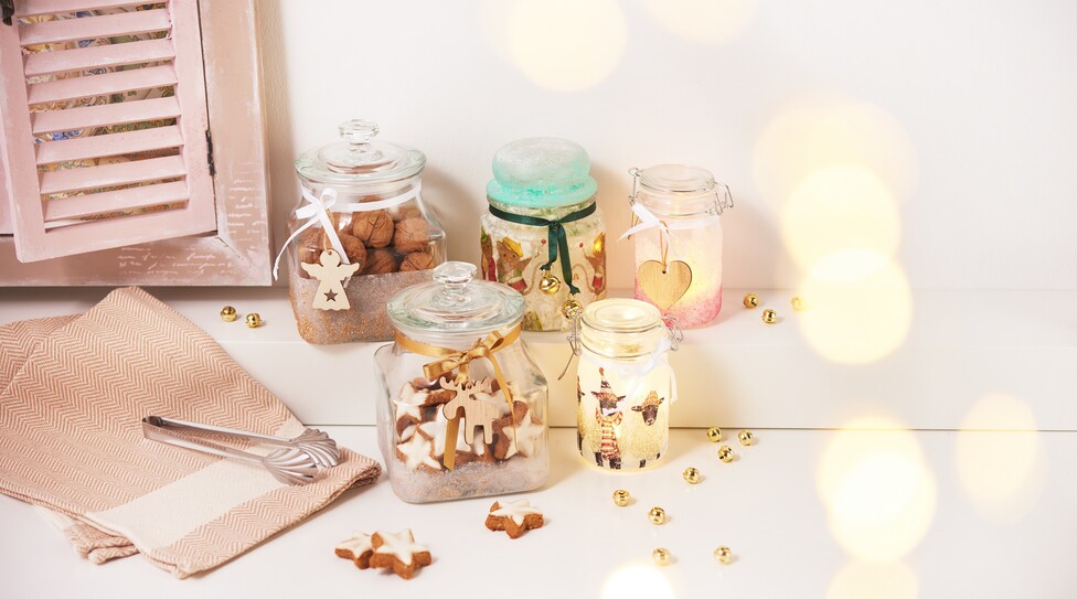 mit der Serviettentechnik und einem Frost- Effekt zauberhafte Gläser