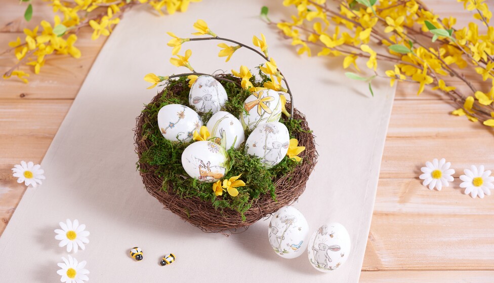 Eier mit Serviettentechnik