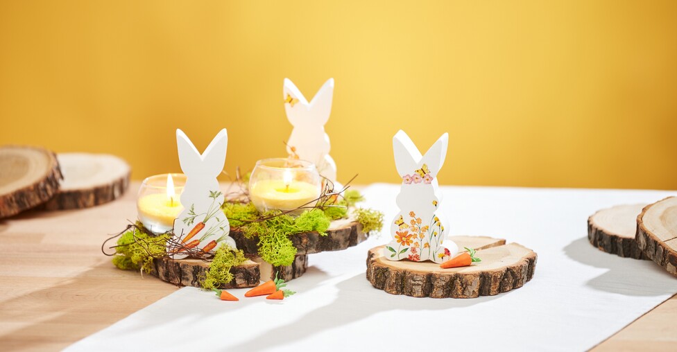 Gegossene Hasen mit Serviettentechnik