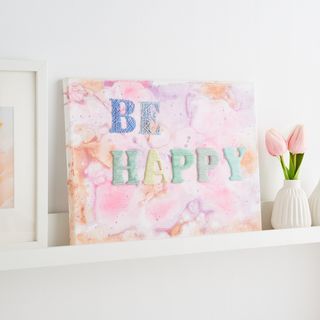 Embroidered stretched canvas