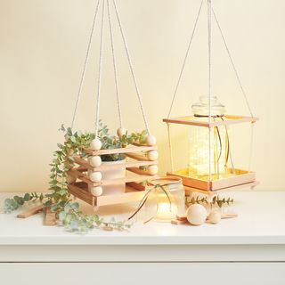 Hanging planters made from building blocks