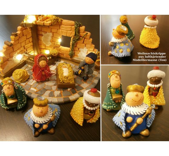 455_Bini_Weihnachtskrippe aus lufth&auml;rtender Modelliermasse (Ton)