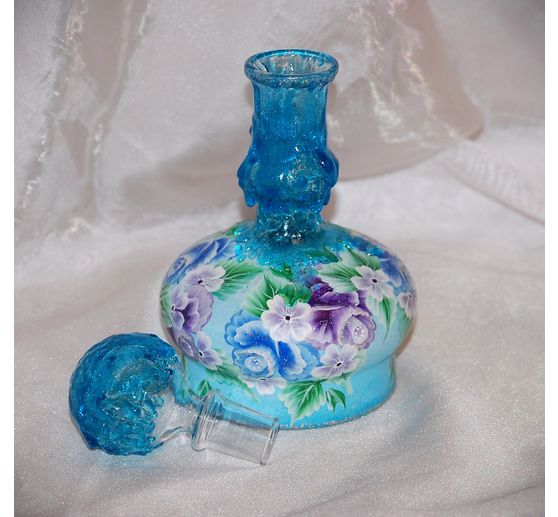 80_helenasbastelstube_Dekorative Malerei, kleine Glaskaraffe frei Hand bemalt