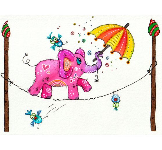 166_Dodo_Aquarellbild - Drahtseilakt