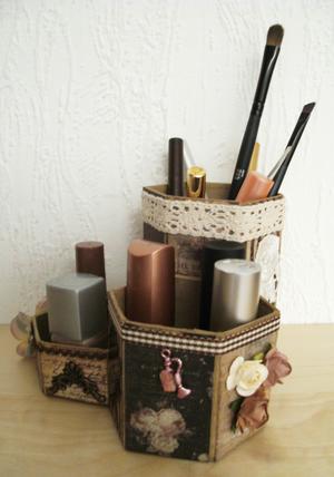 Scrapbooking: Organizer für Make-up Mit Scrapbooking Boxen, Schachteln, Dosen bekleben