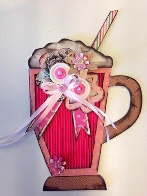 Karte Kaffeebecher Scrapbooking Karte mit Kaffeebechermotiv