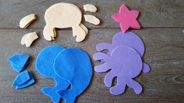 Mobile Basteln - ausgeschnitten Mobile Bastelanleitung Meerestiere ausschneiden