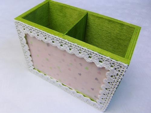 Stiftebox basteln - fertig Schreibtischorganizer basteln - fertig
