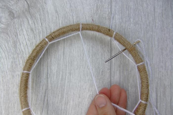 Traumfänger basteln - deco fishing net weben4 Traumfänger selber basteln - deco fishing net weben4