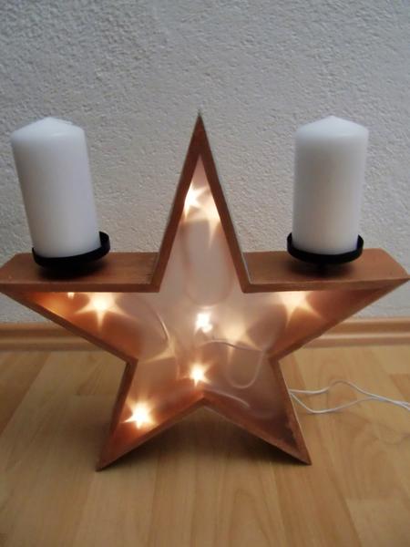 Leuchtener Weihanchtsstern Fertig Weihnachtsdeko in Metallic-Look