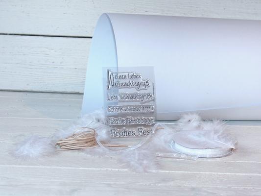 Geschenkanh&auml;nger mit Federn - Material