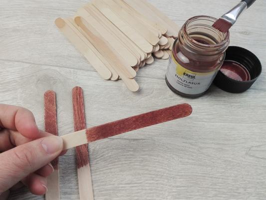 Memory: Holzstäbchen lasieren Memory spiel selber zusammenstellen