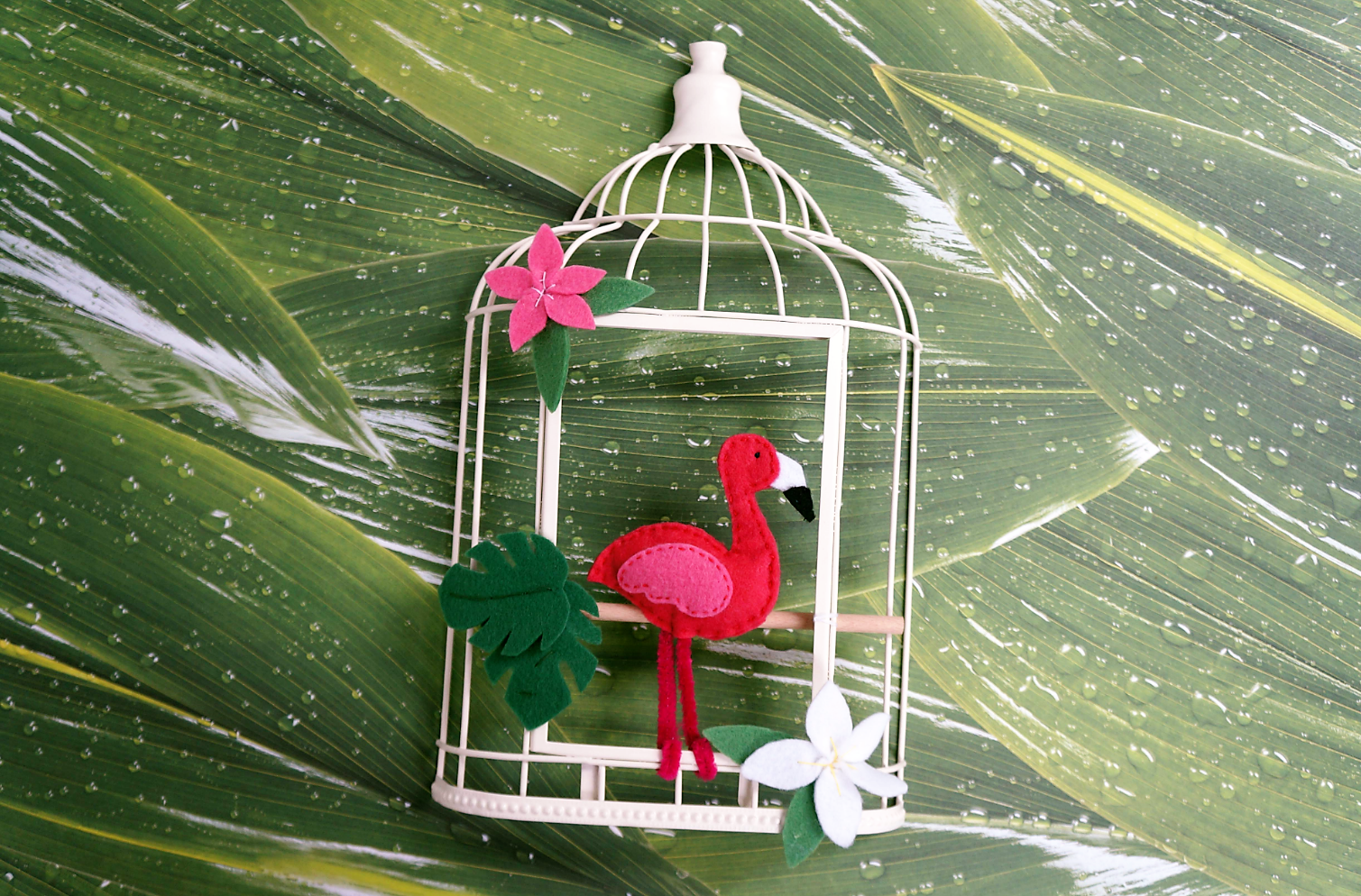 Flamingo Wandbild einfach selber machen aus Filz