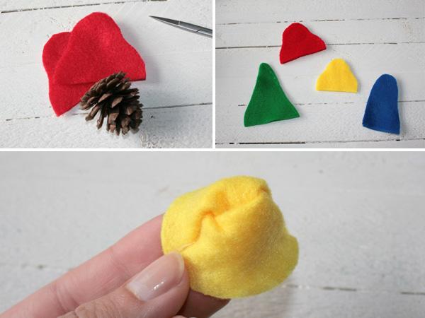 Zapfenwichteln mit M&uuml;tze selber n&auml;hen