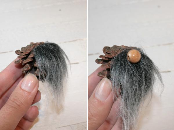 Zapfenwichtel mit Bart und Nase selber machen