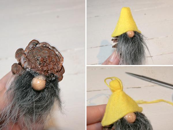 Zapfenwichtel mit M&uuml;tze aus Filz