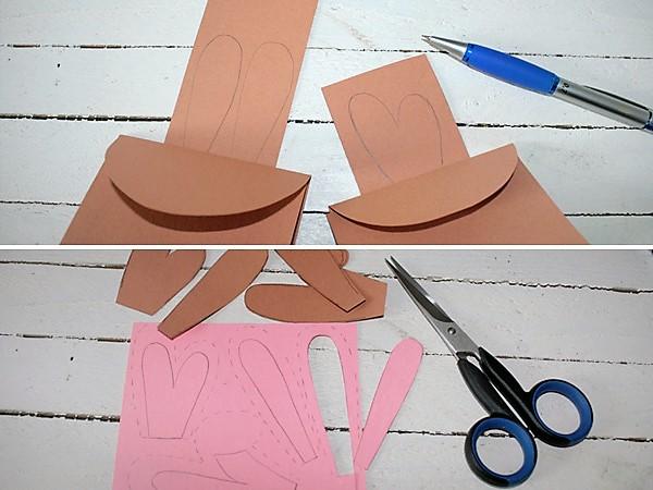 Osterhasen gift wrapping: Verzierung ausschneiden Süße Osterhasen als gift wrapping zu Ostern