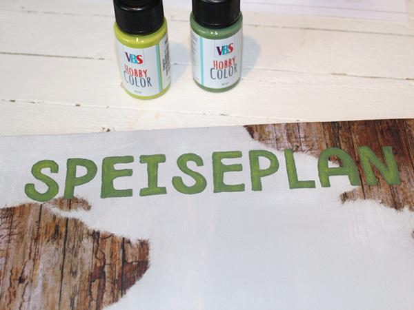 Die Grundplatte f&uuml;r das DIY W&ouml;chentlicher Speiseplan beschriften