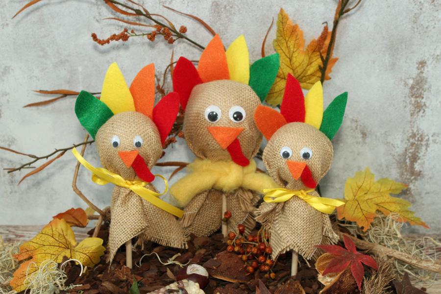 Erntedank – Truthahnstecker aus jute basteln