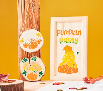 Herbstszene mit Schabloniertechnik