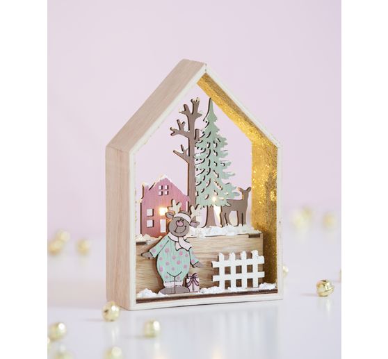 Kit di costruzione in legno VBS "Casa d'inverno", 9 pezzi.