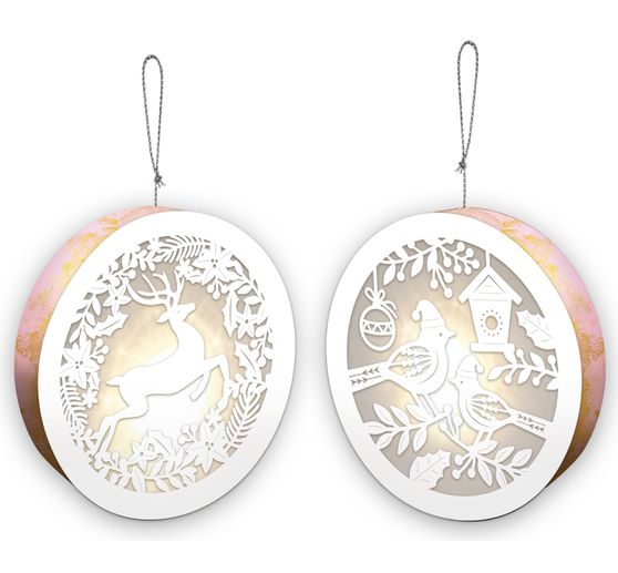 Scatole luminose "Uccelli e renne", set di 2