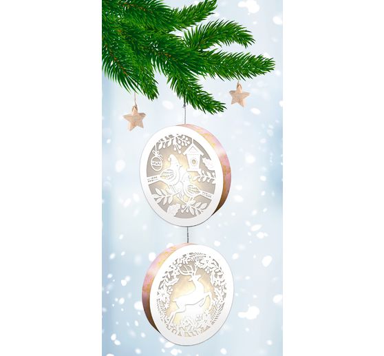 Scatole luminose "Uccelli e renne", set di 2