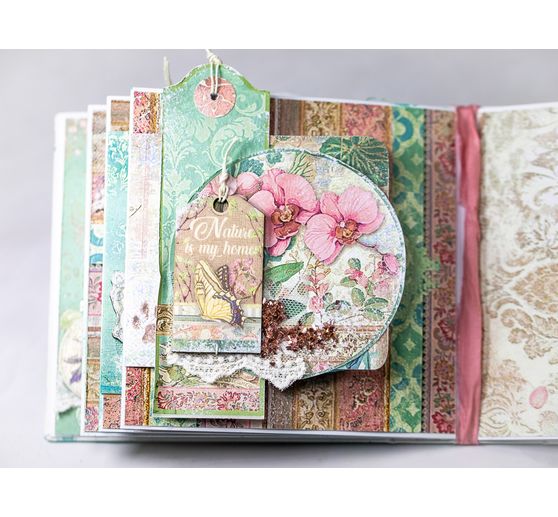 Scrapbook block "Cat and Orchid", 10 sheets, 30,5x30,5cm