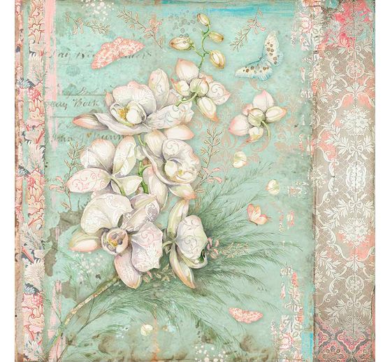 Scrapbook block "Cat and Orchid", 10 sheets, 30,5x30,5cm