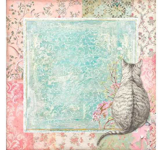 Scrapbook block "Cat and Orchid", 10 sheets, 30,5x30,5cm