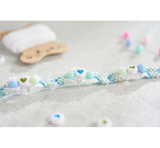 Beads set, round, hearts