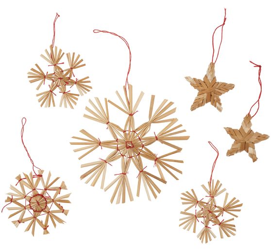 Straw stars "Sortiment I", 4-10 cm, 16 pieces