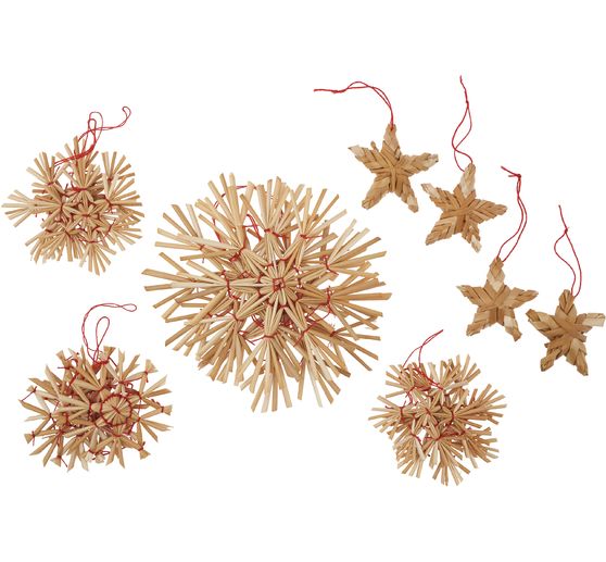 Straw stars "Sortiment I", 4-10 cm, 16 pieces